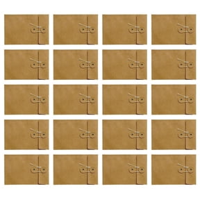 LUVNIMB 20Pcs Vintage Brown Paper Envelopes, String & Button Closure, Business/Invitation