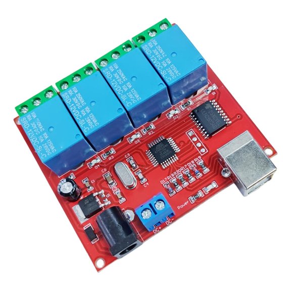 LUVNIMB 4 Channel 5V 12V 24V Relays Board USB Connection Intelligent Home Relays Controller for Automation Projects