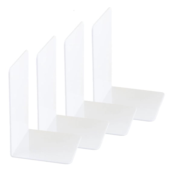 LUVNIMB 4 Pcs Acrylic Bookends Book Holders Shelf Bookends Rack Book Stoppers Decorative Bookend for
