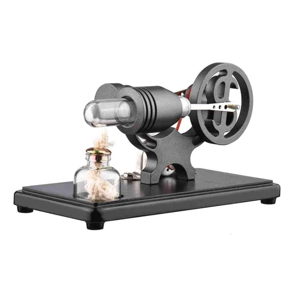 LUVNIMB Black Stirling Engine set Metal Wood Base Ready For Use Science Classroom Tool