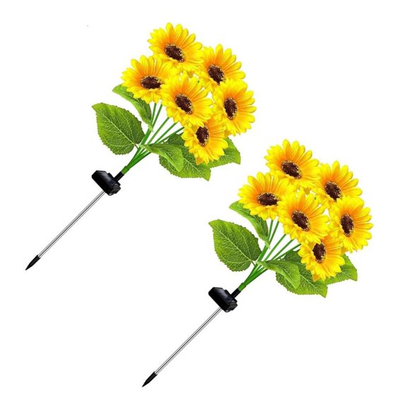 LUVNIMB Solar Flower Stake Lighting Look, Two Piece Garden Decor with Six Head Bouquet Form and Auto Evening Brightness for Cou