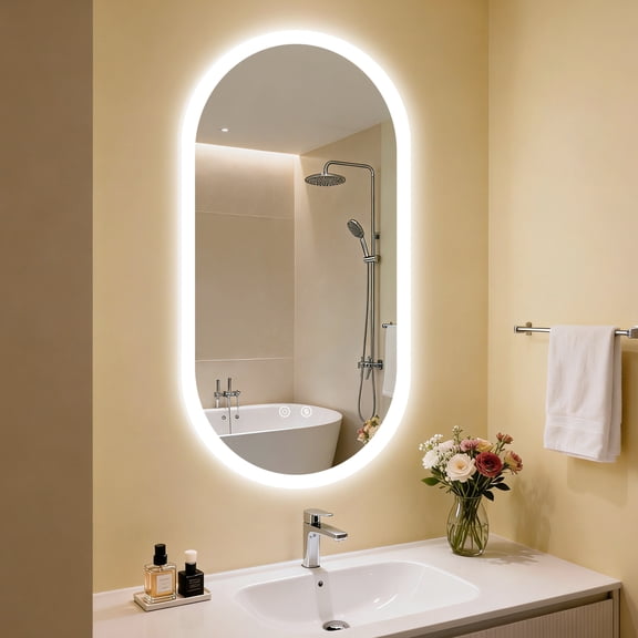 LUVODI 19.69x39.37'' Bathroom Vanity Mirror Backlit Makeup Mirror with 3 Colors Lighting, Memory Function, Anti-Fog
