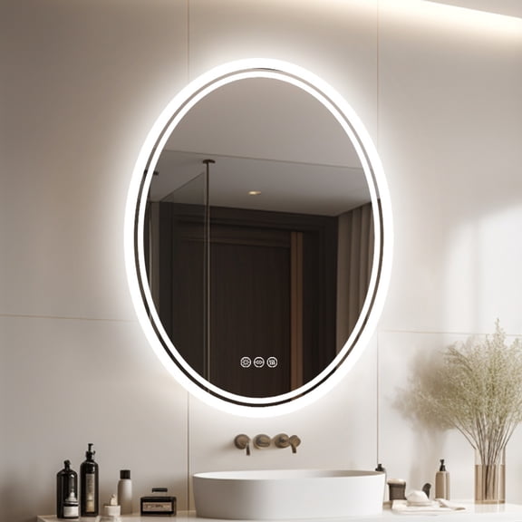 LUVODI 19.7 x 27.5'' LED Bathroom Vanity Mirror, Anti-Fog, Dimmable, Backlit Light, Memory Function