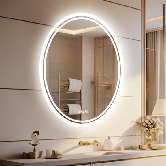 LUVODI 23.6 x 31.5 LED Bathroom Vanity Mirror, Anti-Fog, Dimmable, Backlit Light, Memory Function