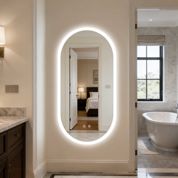 LUVODI 23.62x47.24'' Bathroom Mirror Tempered Glass Backlit Vanity Mirror with Memory Function, Anti-Fog, 3 Colors Lighting