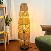 LUVODI 36.61 inch Standing Lamps 3 Color Temperatures Woven Wicker Boho Lantern Bedside Floor Lamp with Foot Switch