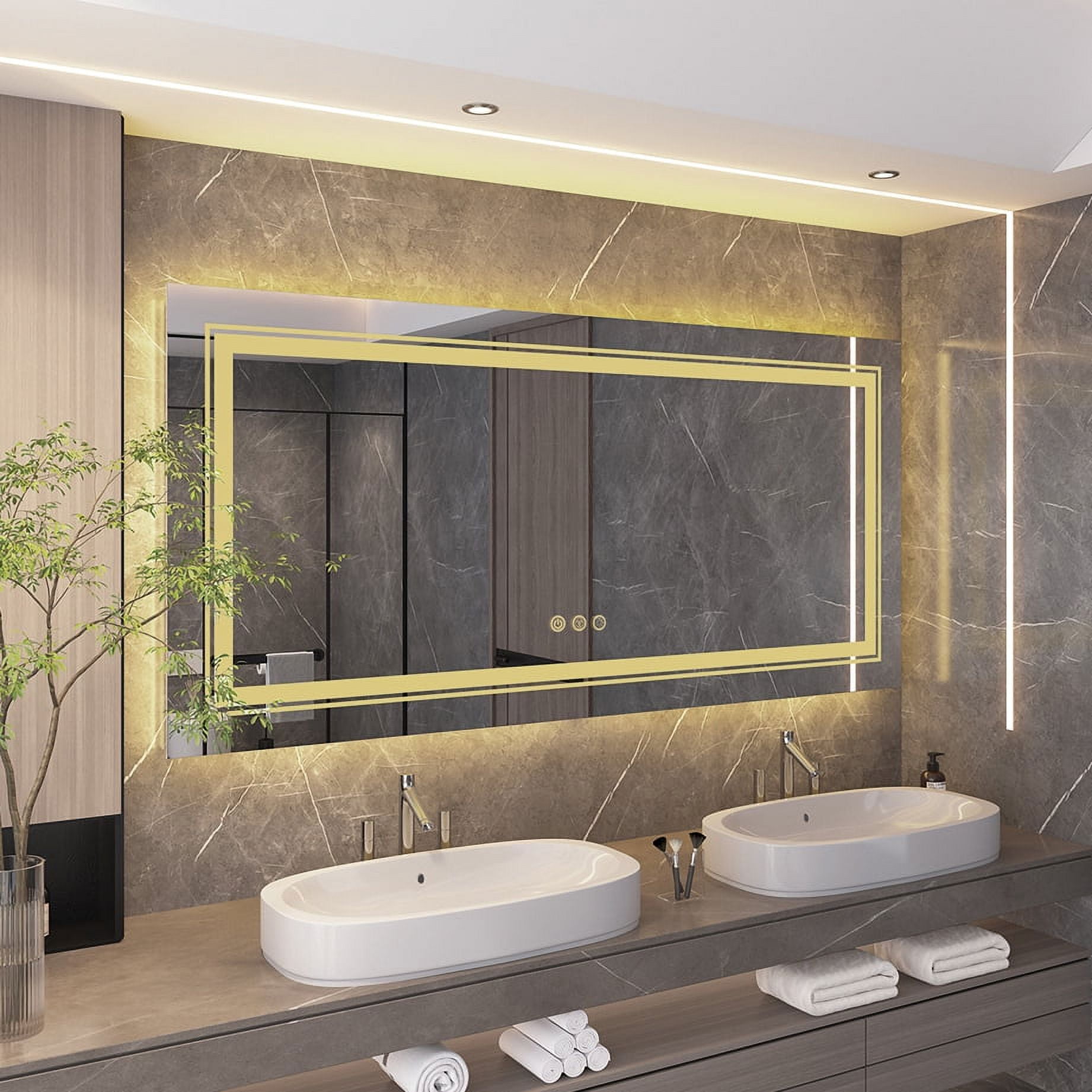 LUVODI 39x24in Extra Large LED Bathroom Mirror AntiFog Wall Mounted