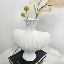 LUVODI 3D Printed Vase Tall Ribbed Flower Vase - Dried Flower Vase - Ornamental Vase for Table White