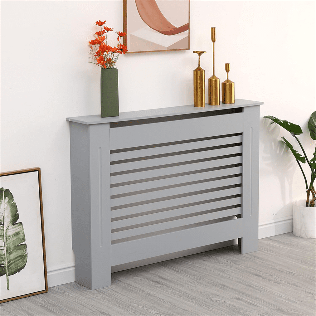 LUVODI 43.7x7.5x36.2 inch Grey Horizontal Radiator Cover Grill Shelf Cabinet MDF Wood Modern Traditional Furniture