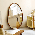 thumbnail image 1 of LUVODI 43x30 inches Asymmetrical Wall Mirror Solid Beech Mirror Aesthetic Wall Mounted Accent Mirror, 1 of 10