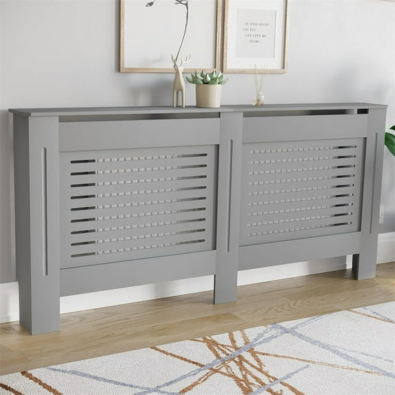 LUVODI 67.7x7.5x36.22 inch Grey Horizontal Radiator Cover Grill Shelf Cabinet MDF Wood Modern Traditional Furniture