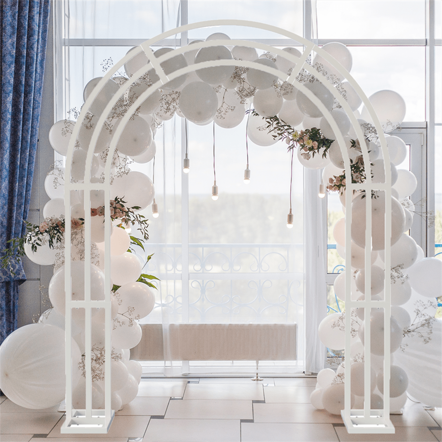 LUVODI 8.5Ft Metal Wedding Garden Arch Trellis Heavy Duty Backdrop Balloon Archway Decoration Stand with Sturdy Base