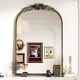 thumbnail image 1 of LUVODI Arched Bathroom Wall Mirror Vintage Art Mirror with Flower Relief Frame Home Decor 24x36in, 1 of 11