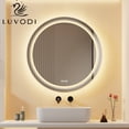 thumbnail image 1 of LUVODI Dual Lighted LED Bathroom Mirror 24in Anti Fog Dimmable Makeup Mirror Smart Touch Round, 1 of 15