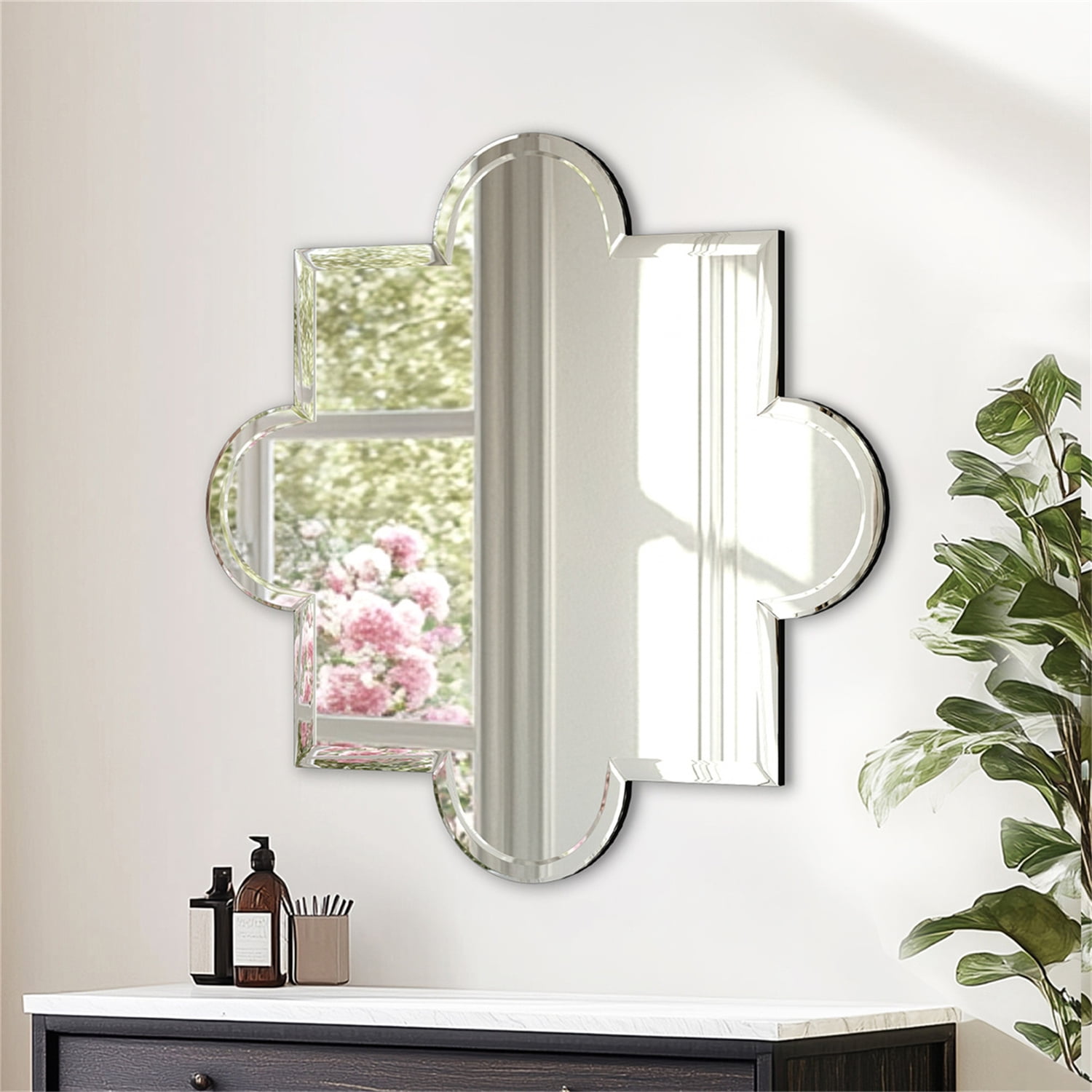 OKPAL 40x32 Inch LED Bathroom Mirror - Dimmable Anti-Fog, Black Frame, Front & Backlit