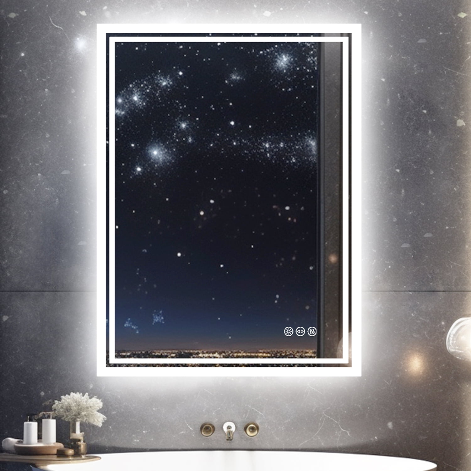 LUVODI LED Bathroom Mirror with Backlit Lighted Illuminated Wall Vanity ...
