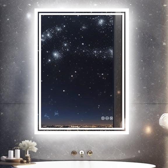 LUVODI LED Bathroom Mirror with Backlit Lighted Illuminated Wall Vanity Makeup Mirror 28x36 Rectangle