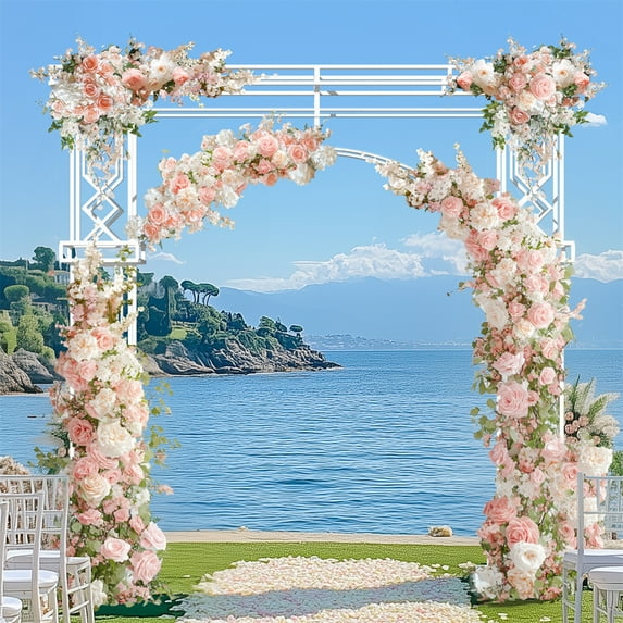 LUVODI Large Square Metal Wedding Arch Party Pillar Stand Garden Arbor Trellis Frame Outside Stage