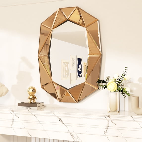 LUVODI Modern Art Mirror with Beveled Edge Frame Geometric Bathroom Wall Mirror 28 x 39 inch