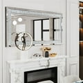 SHYFOY Rectangle Decorative Wall Mirror Crushed Diamond Vanity Mirror Wall Mounted Makeup Mirror for Home Decor