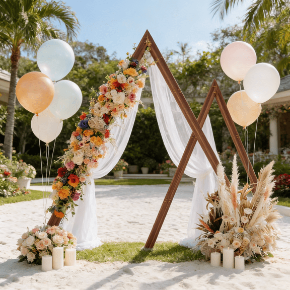 LUVODI Set of 2 Wooden Wedding Ceremony Arch Decor Stand Garden Venue Backdrop Stand