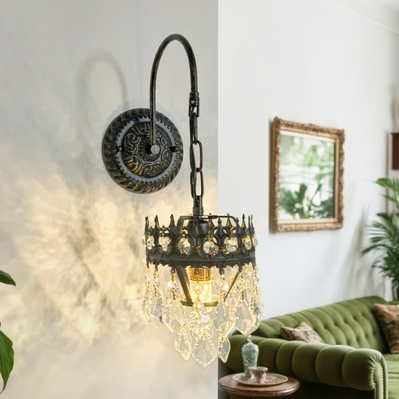 LUVODI Vintage Wall Lamp Industrial Retro Loft Crystal Wall Lights Sconce Lamp Fixture with 3 Colors