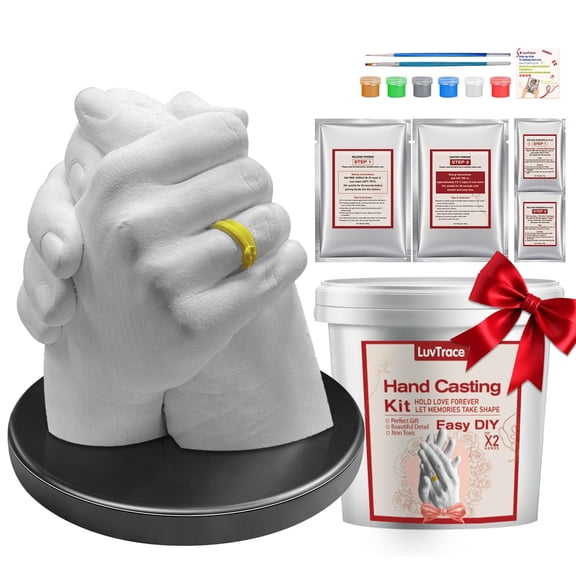LUVTRACE Hand Casting Kit for Couples DIY Mold Kit with Base for Holding Hands Statue, Romantic Gift for Anniversary, Wedding, Engagement, Valentines Day, Easy Plaster Mold
