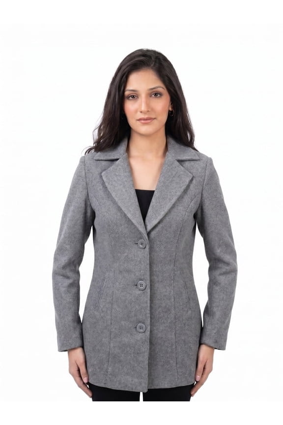 LUVY DUVY Women’s Elegant Wool Blend Blazer Coat, Single Button Slim Fit Winter Jacket with Pockets