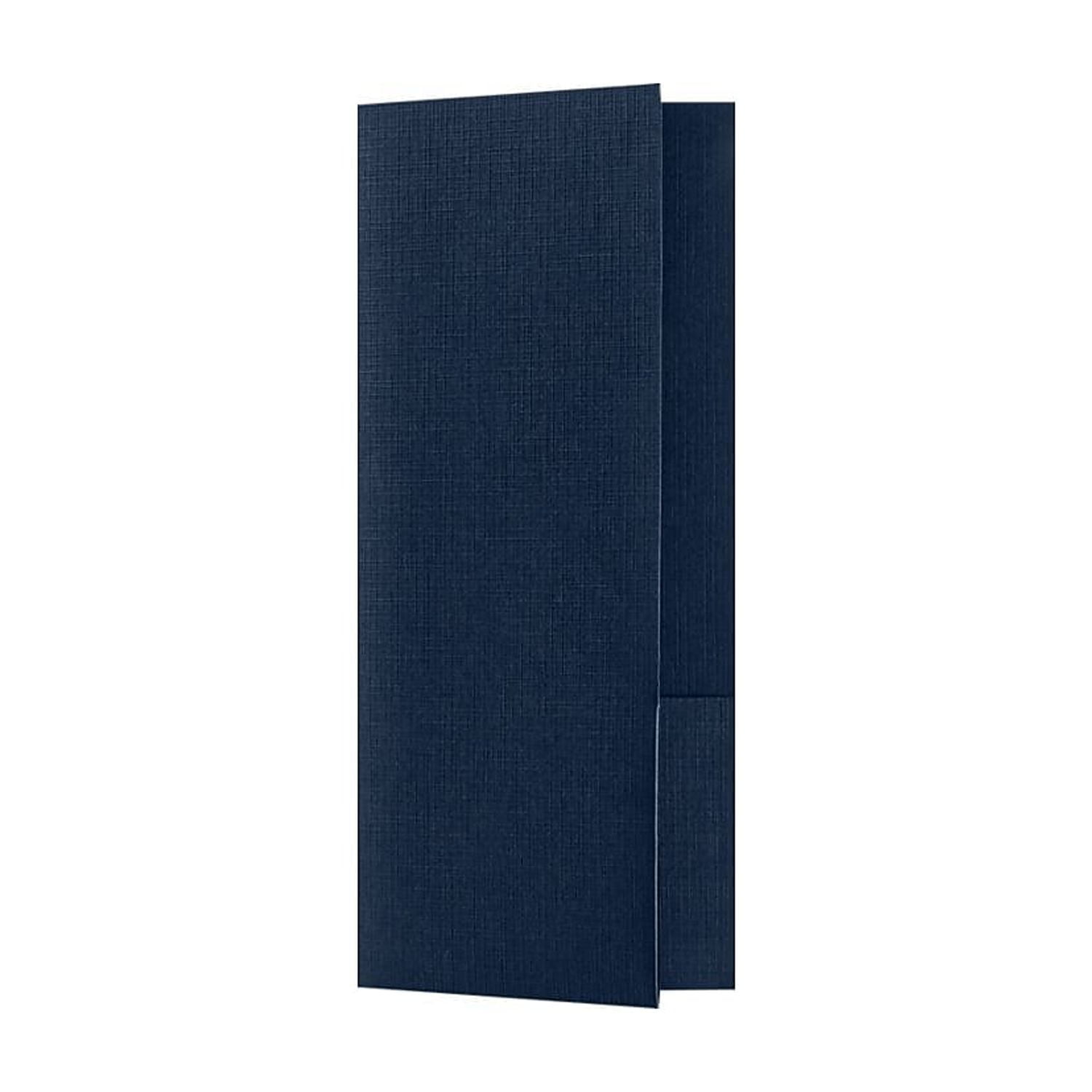 LUX 4 x 9 Mini Folders Two Pockets Dark Blue Linen 50/Pack (MF4801DDBLU1005)