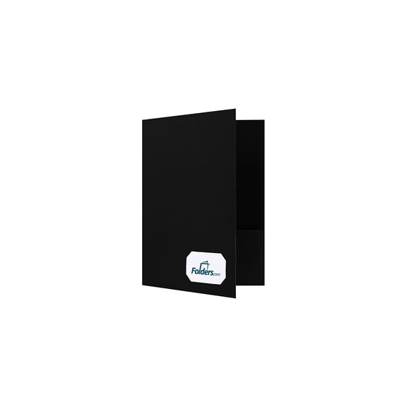 LUX 9 x 12 Presentation Folders Two Pocket w/ Front Cover Center Card Slits Deep Black Linen 50/Pack