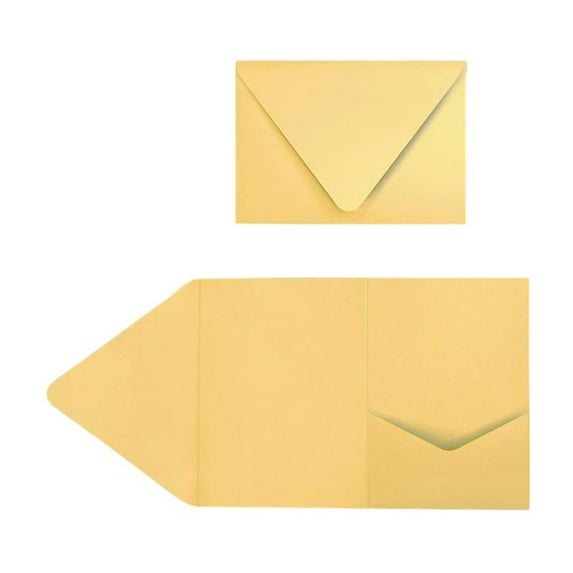 LUX A7 Pocket Invitations (5 x 7) 10/Pack Gold Metallic (EX10LEBAGMPF10)