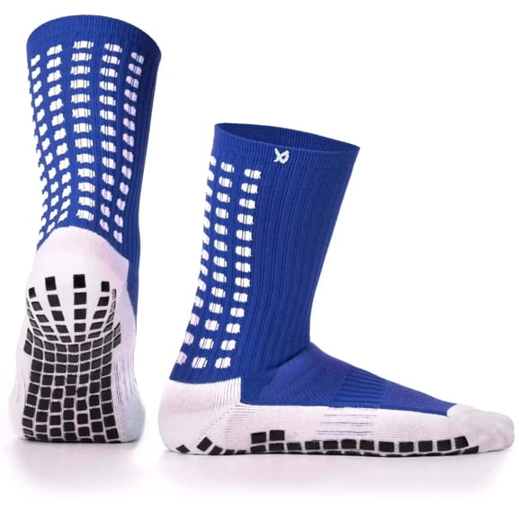 LUX Grip Football Grip Socks Blue Small Knee-High Anti-Slip Soccer Performance Athletic Wear