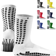 LUX Football Grip Socks White Small Anti Slip Knee High Soccer Performance Socks