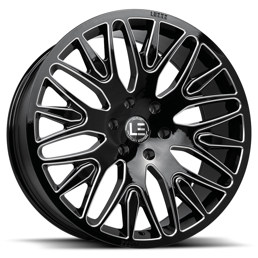 LUX LE7 20X8.5 5X114.3 +38 73.1 Gloss Black Milled