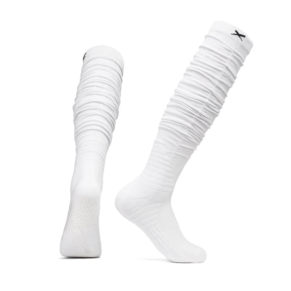 LUX Grip Scrunch Socks White Anti Slip Soccer Athletic Performance Cushioned Crew Cut Sports Socks