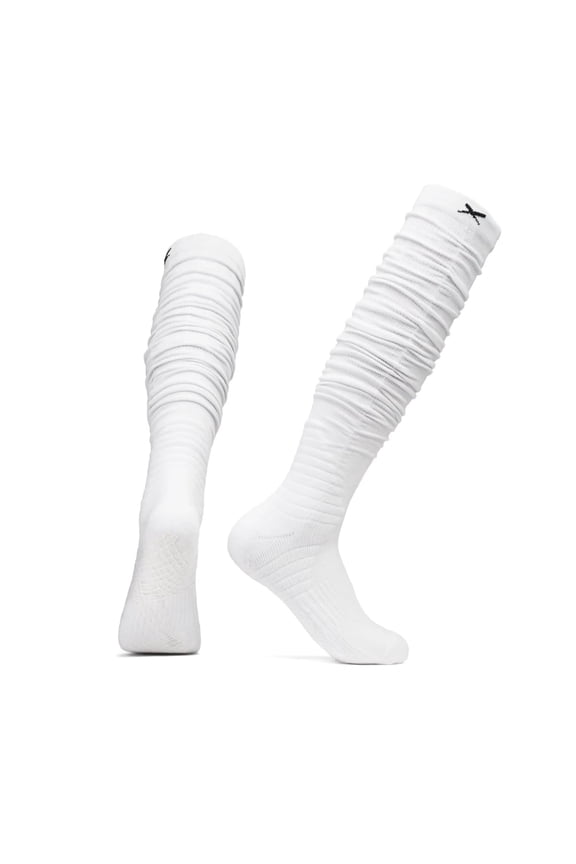 Grip Scrunch Socks White Anti Slip Soccer Athletic Performance Cushioned Crew Cut Sports Socks