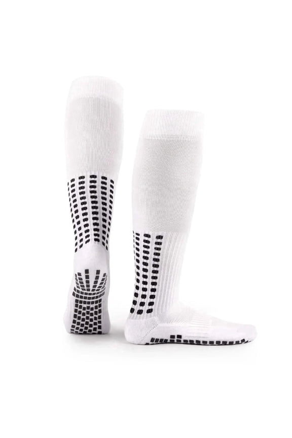 Soccer Grip Socks Knee High White Adult Anti-Slip Football Cushioned Athletic Performance