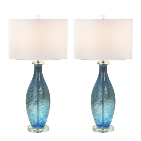 Lux Lighting Everly 30 Blue tone Art Glass w/Crystal Base, (Set of 2)