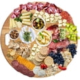 thumbnail image 1 of LUX Oak Wood Diameter 19 inches Oversized Charcuterie Board | extra Large Cheese Board | Serving Board With Handle for Serving Cheeses, Meats, Crackers | Unique Gift Round Kitchen Cutting Board, 1 of 1