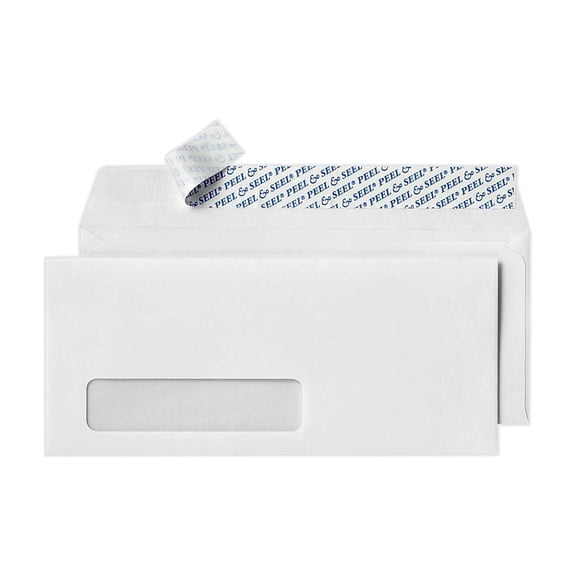 LUX Peel & Seel Self Seal #10 Window Envelope 4 1/2" x 9 1/2" White 50/Pack (75761-50)