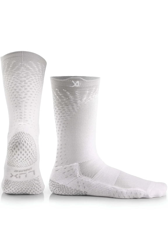 ProCleat Performance Grip Socks – Calf Length – White – Adult Size (EU 39–46 / US 6–11.5) – Anti-Slip Cleat Socks for Football, Baseball