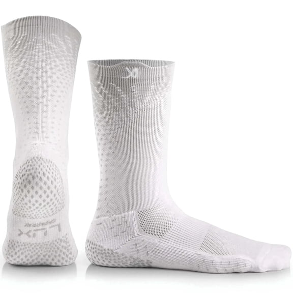 LUX ProCleat Grip Socks Anti-Slip Calf Length Football Sports Socks White EU 39-46 Performance Fit