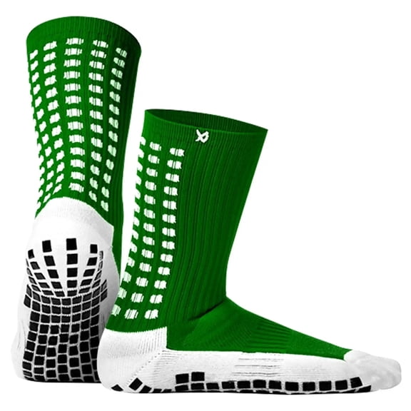 LUX Green Calf Length Grip Socks Anti Slip Football Performance Socks Dual Grip Athletic Sports Wear