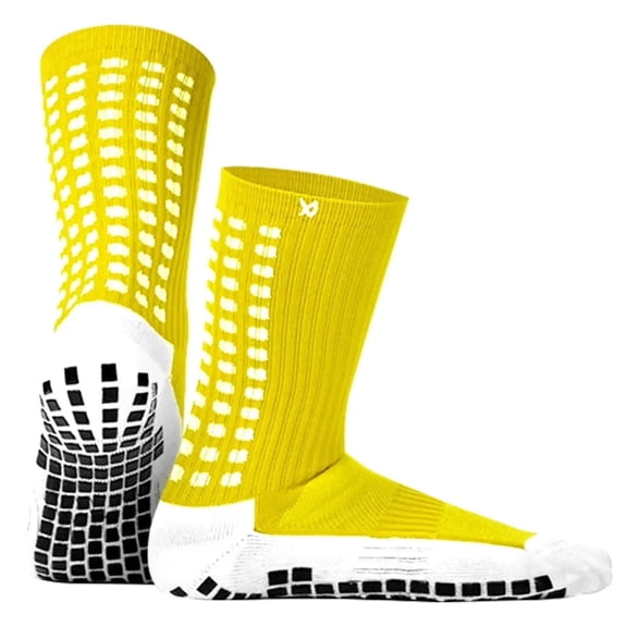 LUX Soccer Grip Socks Adult Calf Length Yellow Anti Slip Football Performance Grip Athletic Socks