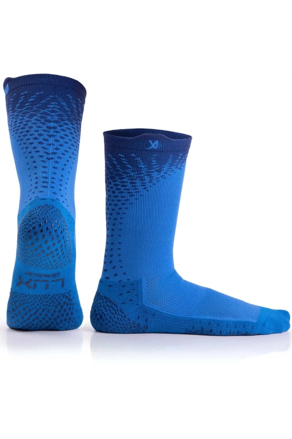 Sport Grip Socks Soccer Anti Slip Cleats Crew Cut Athletic Performance Cushioned Blue Size M USA