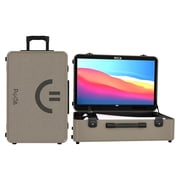 POGA LUX compatible with 5 Premium Portable Console Travel Case incl. Trolley and 24  AOC Gaming Monitor - Desert Taupe