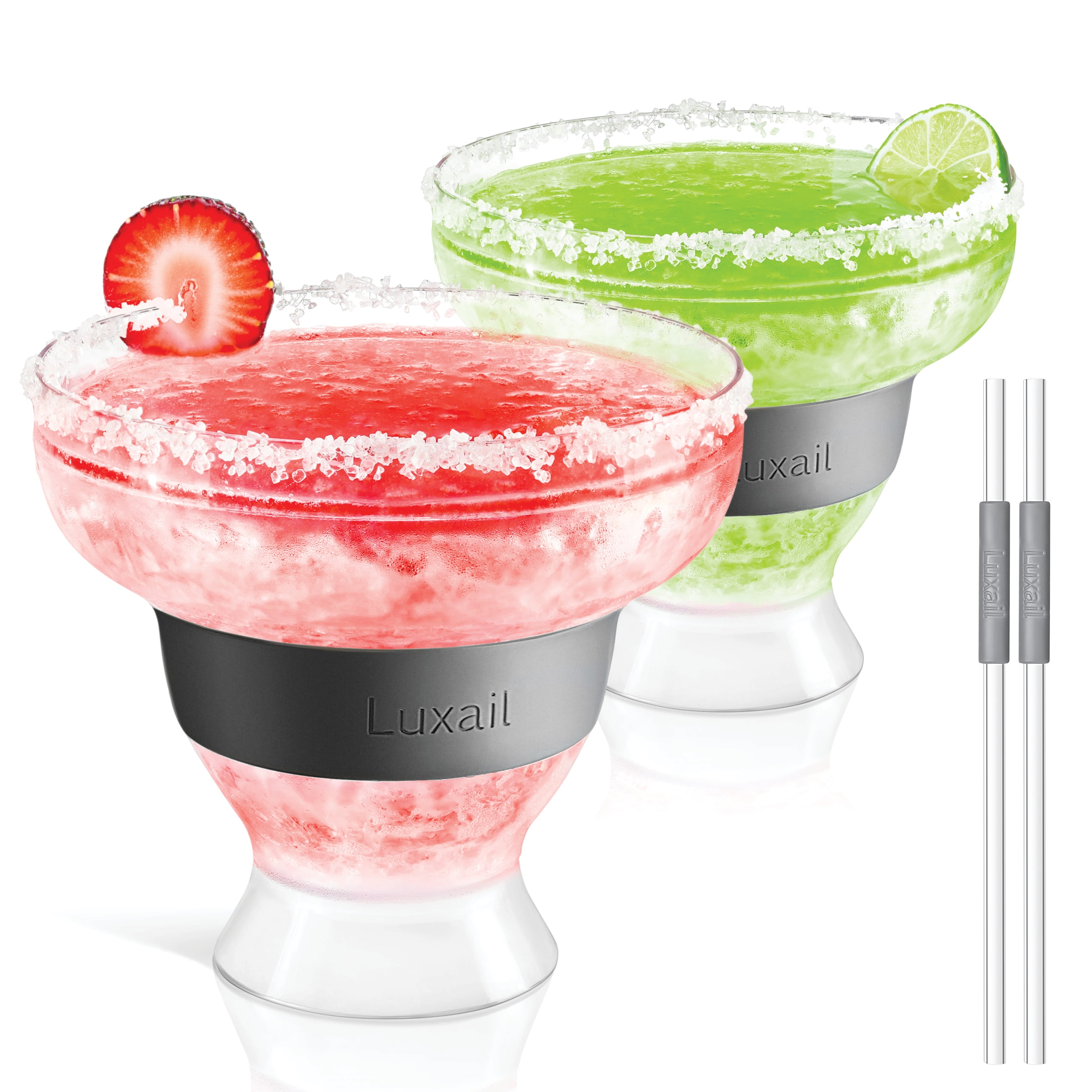 LUXAIL Freeze Stemless Margarita Plastic Glasses, Double Wall With