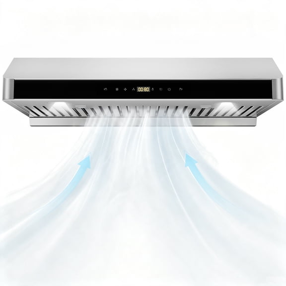 LUXAPA 30" Under Cabinet Range Hood, 900 CFM Ducted Stainless Steel Vent Hood, Touch & Gesture Control, 3-Speed Fan, LED Lights, Baffle Filter