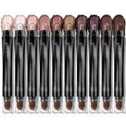 LUXAZA PRO Brown Eyeshadow Stick Makeup Set 10PCS, Neutral Shimmer And Matte Cream Eye Shadow Palette, Metallic Bronze Smoky Eyeliner Brightener Crayon Pencil Kit, Ideal Gift for Women -Ash Rose