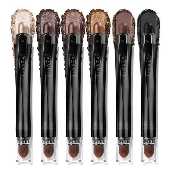 LUXAZA PRO 6PCS Brown Neutral Eyeshadow Stick Set, Metallic Shimmer & Matte Cream, Taupe Mauve